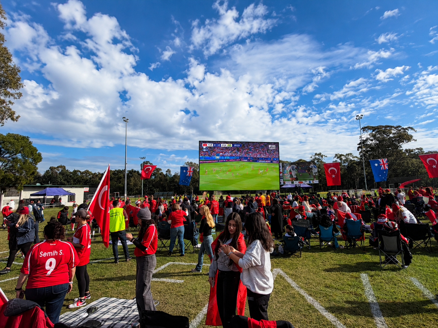 Crowd watching the FIFA World Cup on a 28m² mobile LED screen at Merrylands